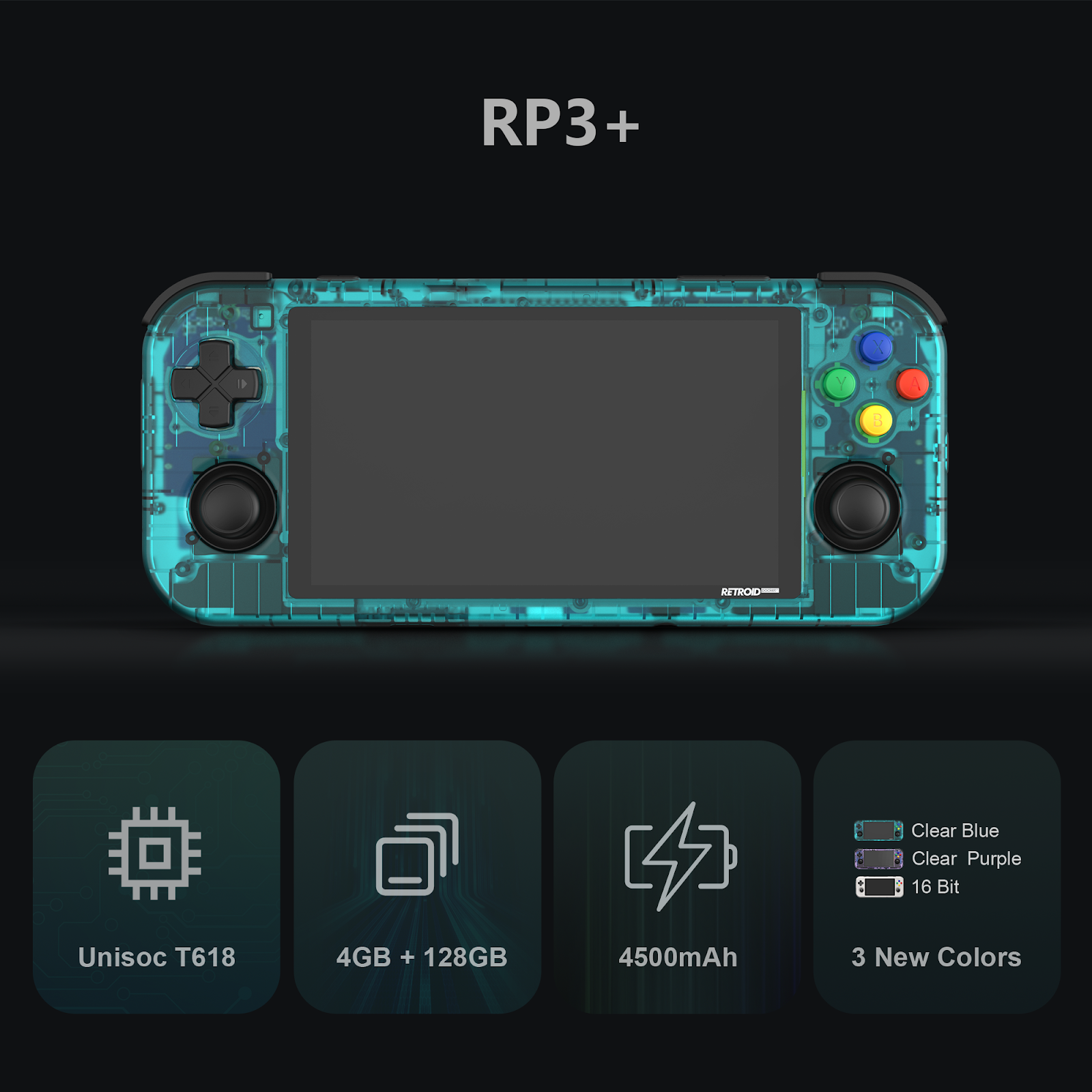 オリジナル販促 強化ガラス付 Retroid Pocket 3+ クリアパープル 新品 